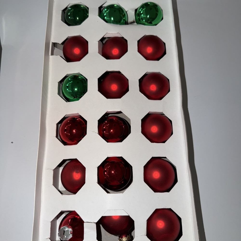 Holiday Time Red & Green Small Glass Ornament Shiny & Matte 18 count